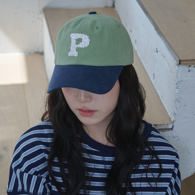 Floral P Logo Ball Cap (Navy & Olive)