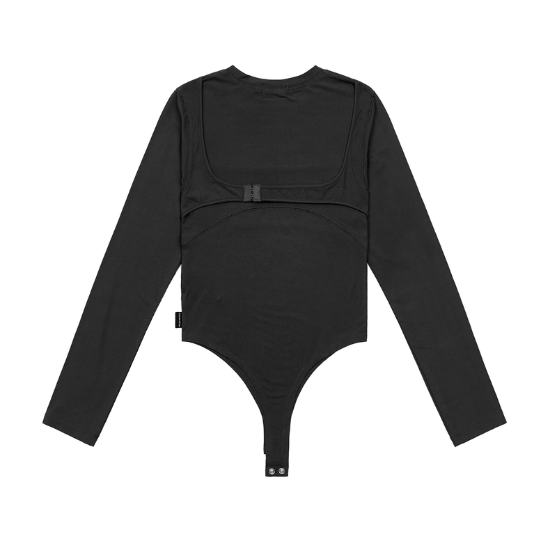 BACK POINT LONG SLEEVE BODYSUIT (BLACK)