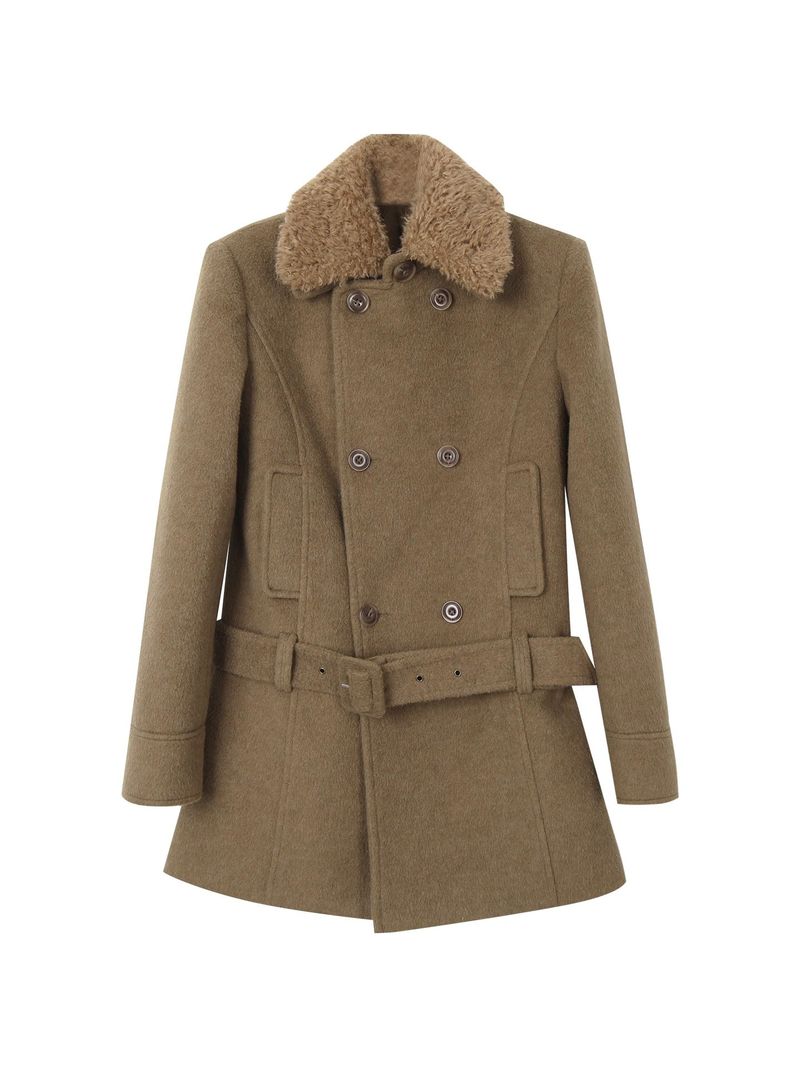 Lux wool belt padded half coat
