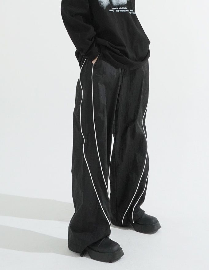 Curve line nylon pants