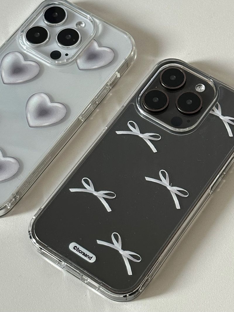 Silver Heart Ribbon Jell-hard case