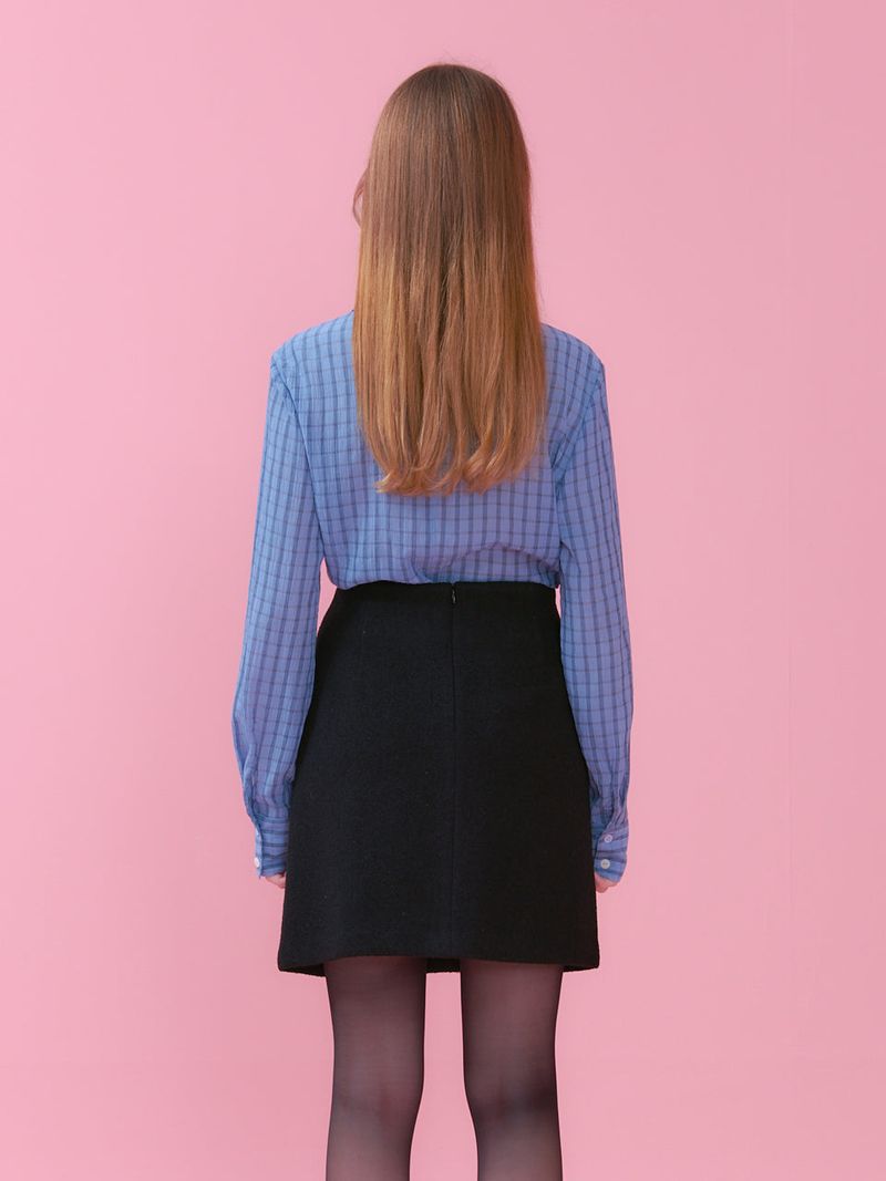 SHIRRING DETAIL BLOUSE_BLUE