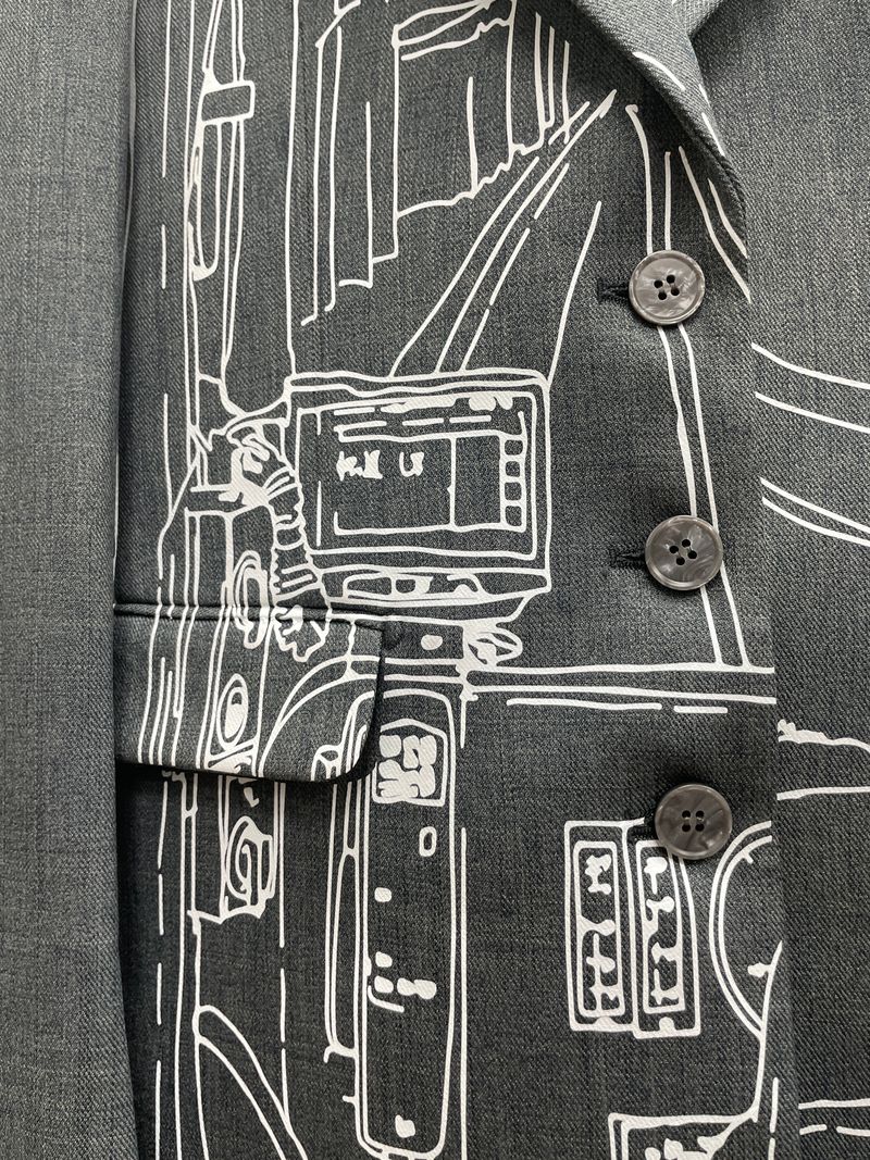 Grey Printed City Suit