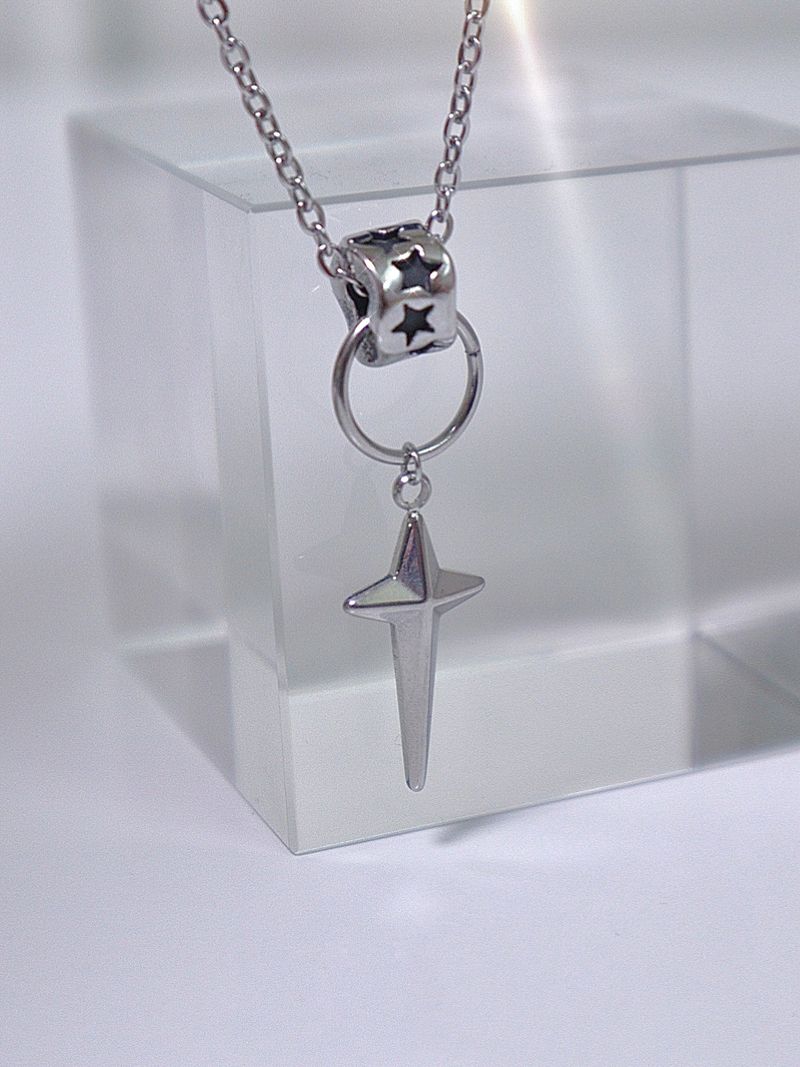 black wave ring star necklace