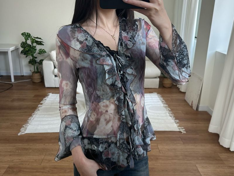 floral ruffle cardigan