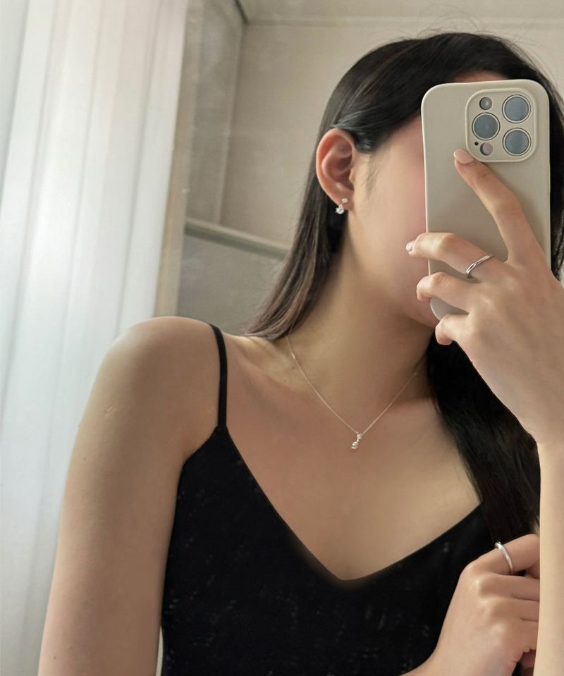 [silver 925] mini cubic earrings and necklace set