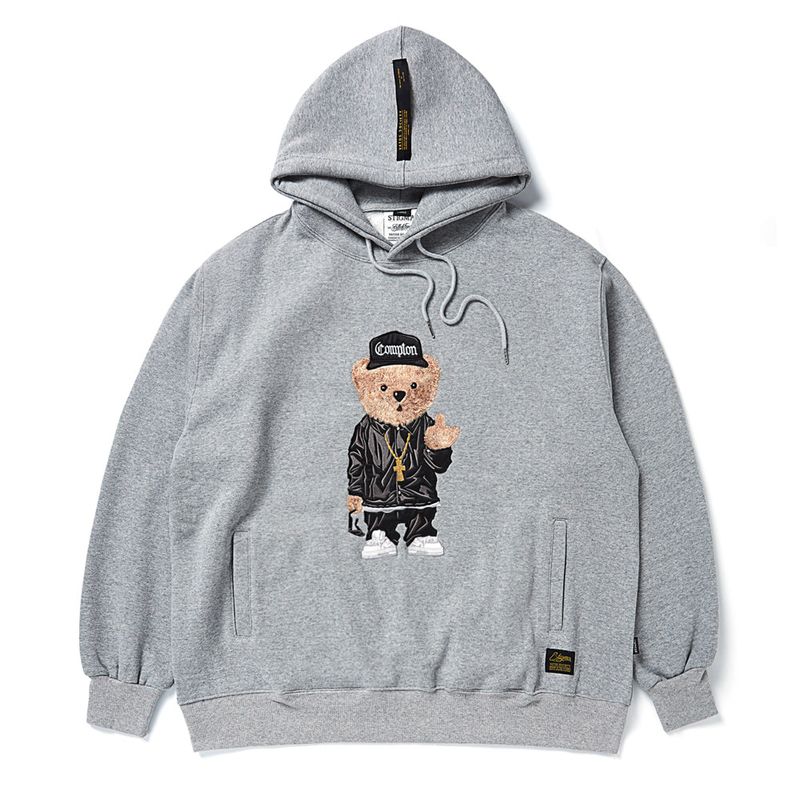 EMB COMPTON BEAR OVERSIZED HEAVY SWEAT HOODIE