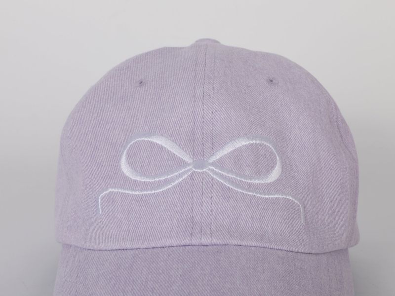WHITE BOW EMBROIDERY CAP (PURPLE)