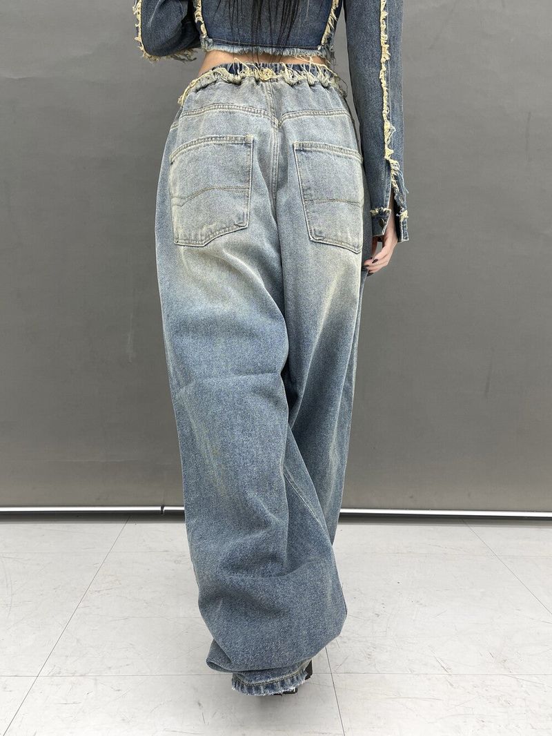 [High quality] 790. Jen damage wide denim pt