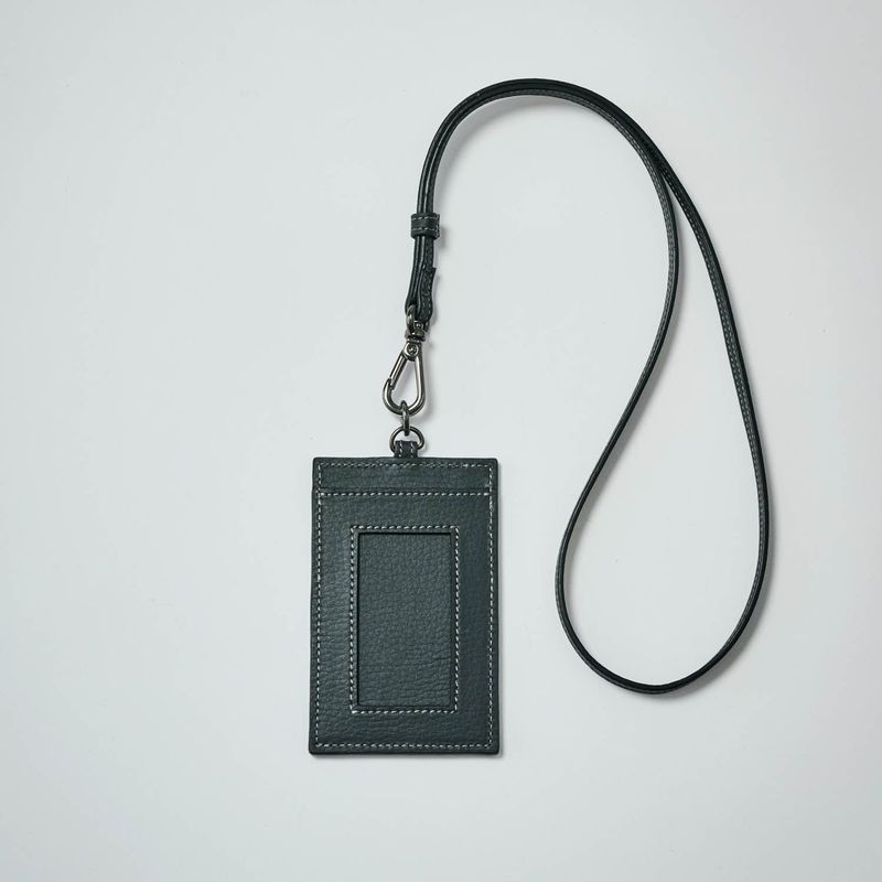Mushroom Leather Commuter Pass Case w/ Neck strap