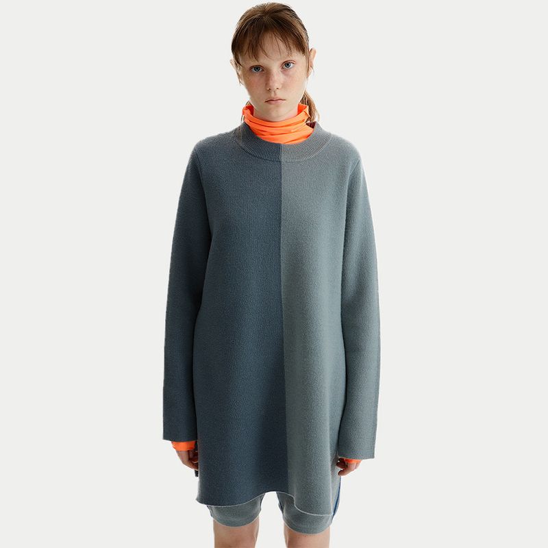 JE NE SAIS QUOI ENSEMBLE（ジュヌセクワアンサンブル）の「LONG INTARSIA DRESS_GREY（Dresses）」