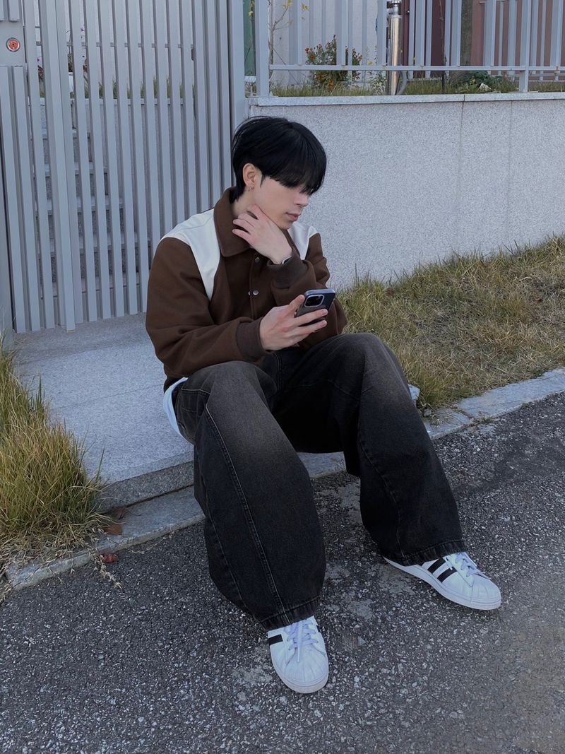 Mud Washing balloon denim pants