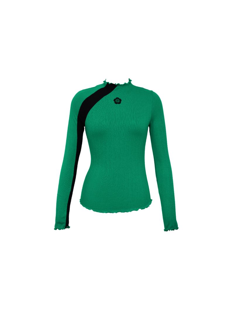FLOWER EMBROIDERY TWO TONE LONG SLEEVE (2 COLOR)