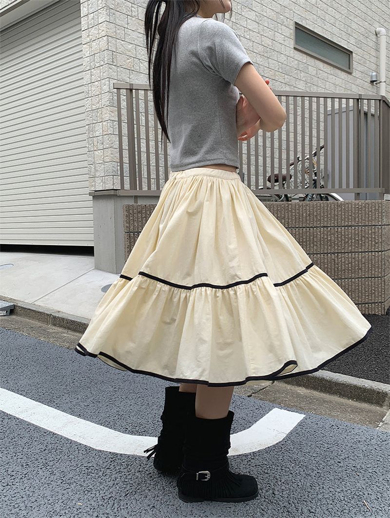 TAPE FLARE RIBBON SKIRT (2C)