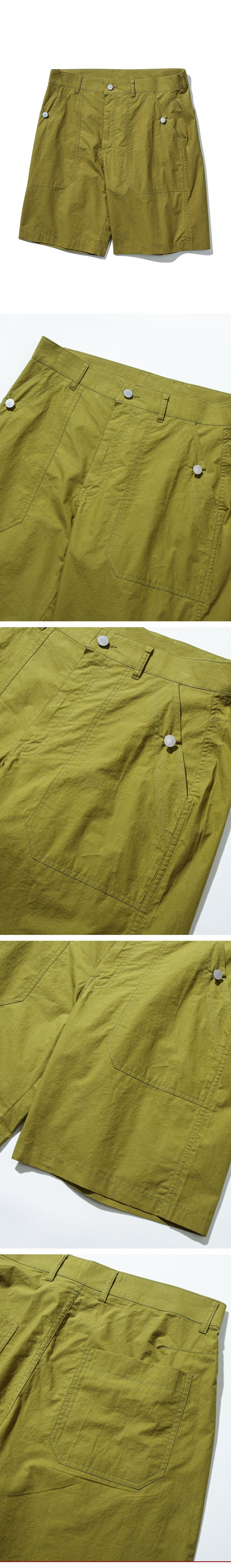 Washed Cotton Fatigue Bermuda Pants_Olive Green  