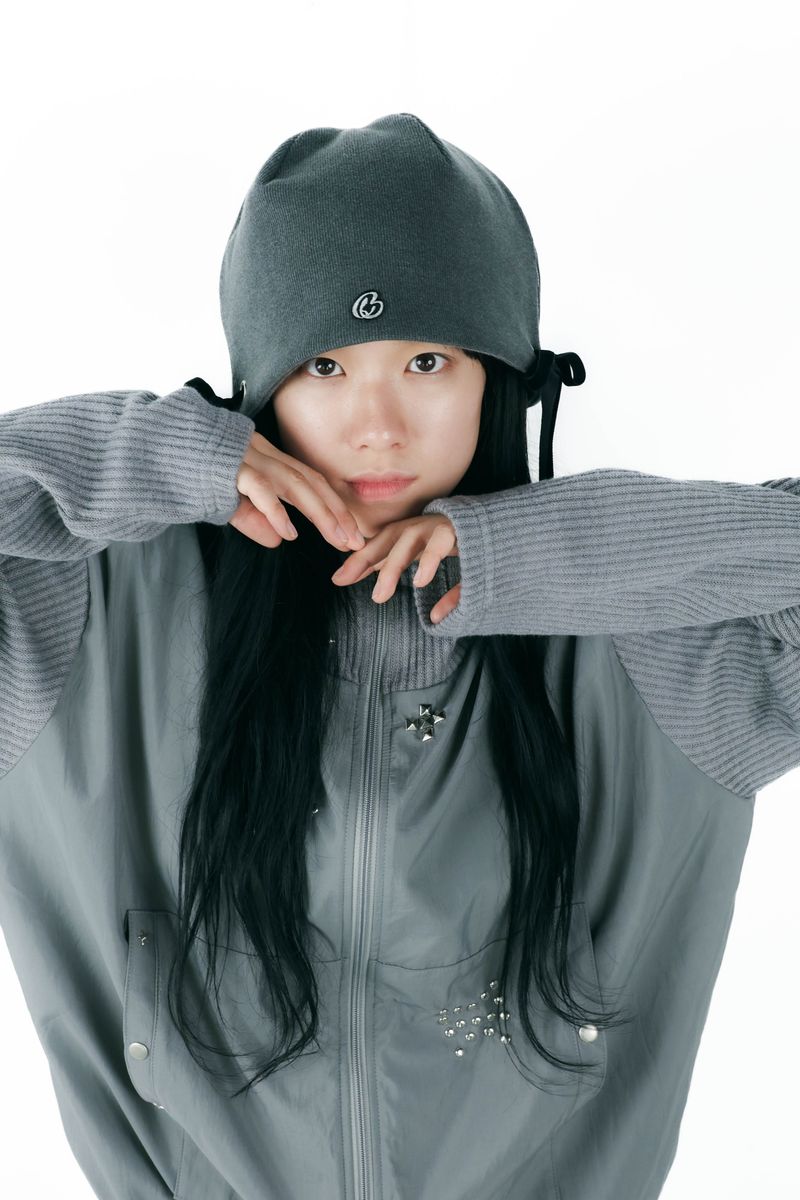 studs nylon knitzip hoodie(gray)