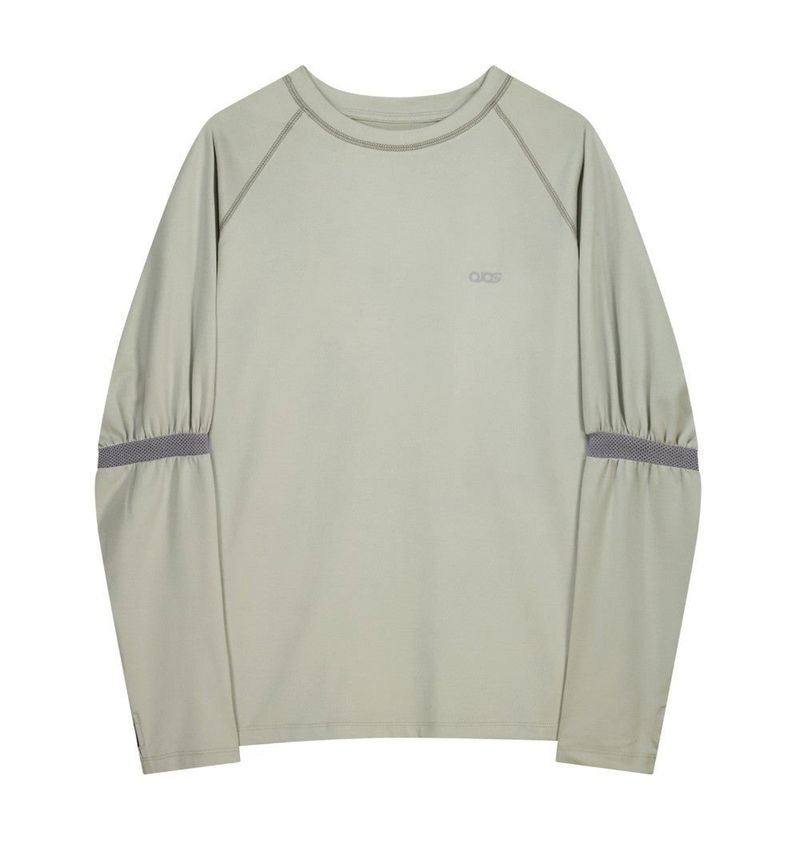 Mesh Band Puff Sleeve / Mint Grey