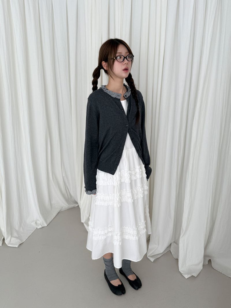 check frill cardigan 