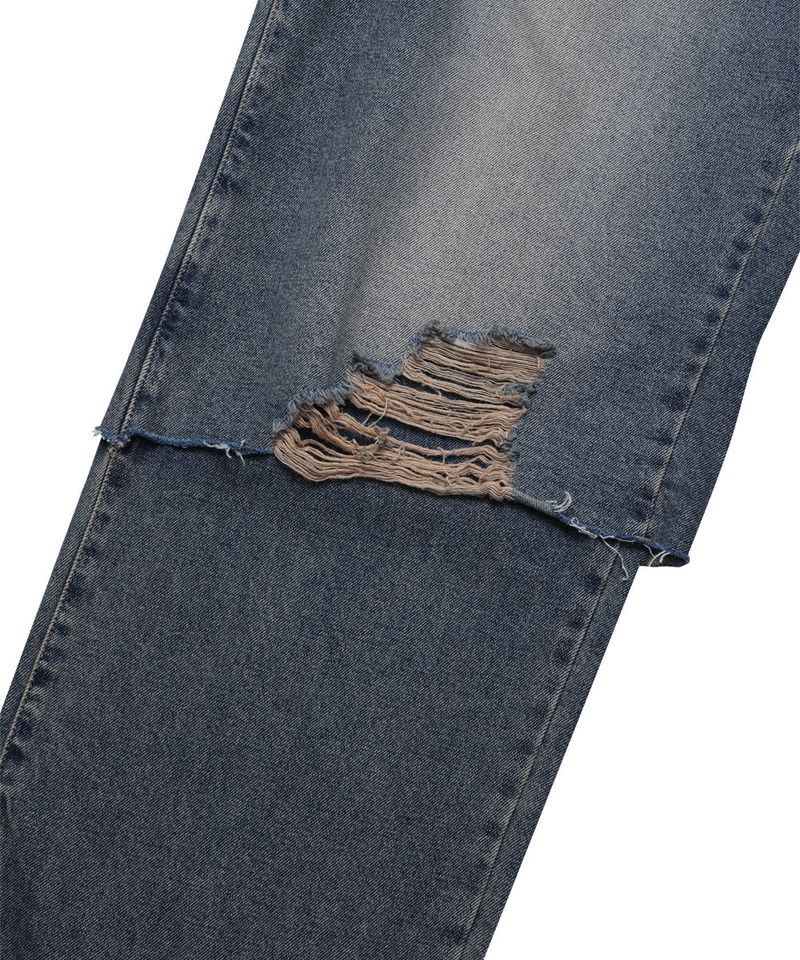 LAYERED DAMAGE DENIM_BEIGE INDIGO