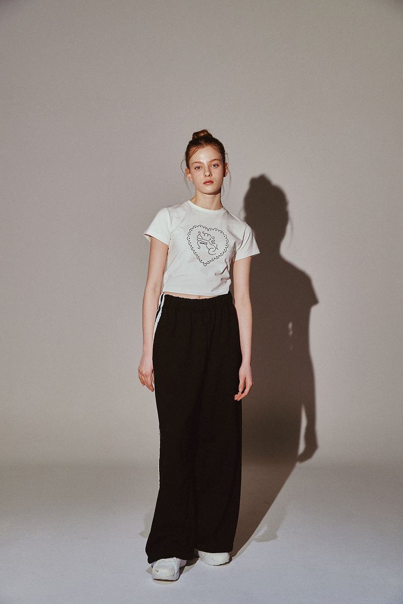 Lace Tape Track Pants Black