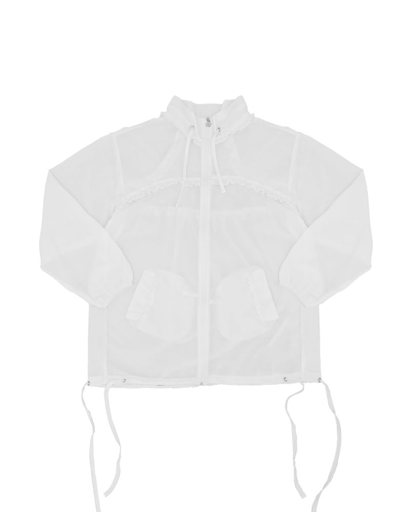 Sheer ruffle jacket / check white