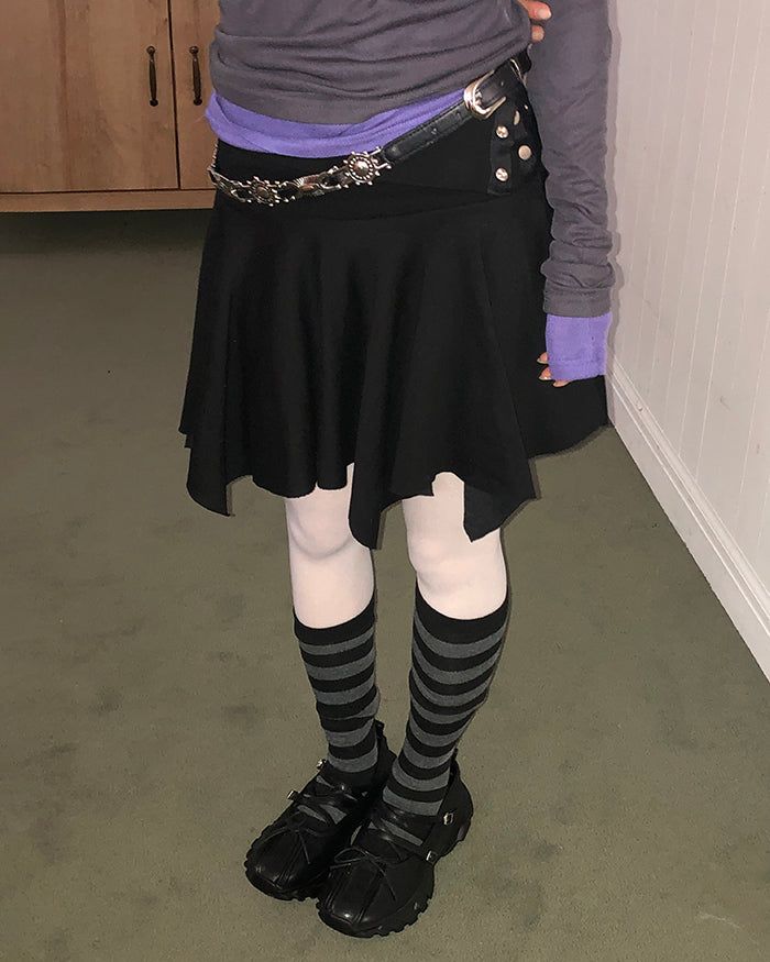 WONDER WONDER(ワンダーワンダー)の「Polen Folding Asymmetrical Mini Skirt(Skirts)」