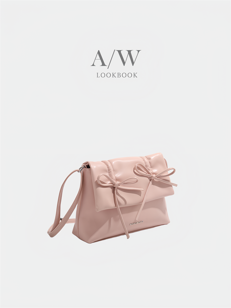 Balletcore look ribbon detail square leather shoulder bag
