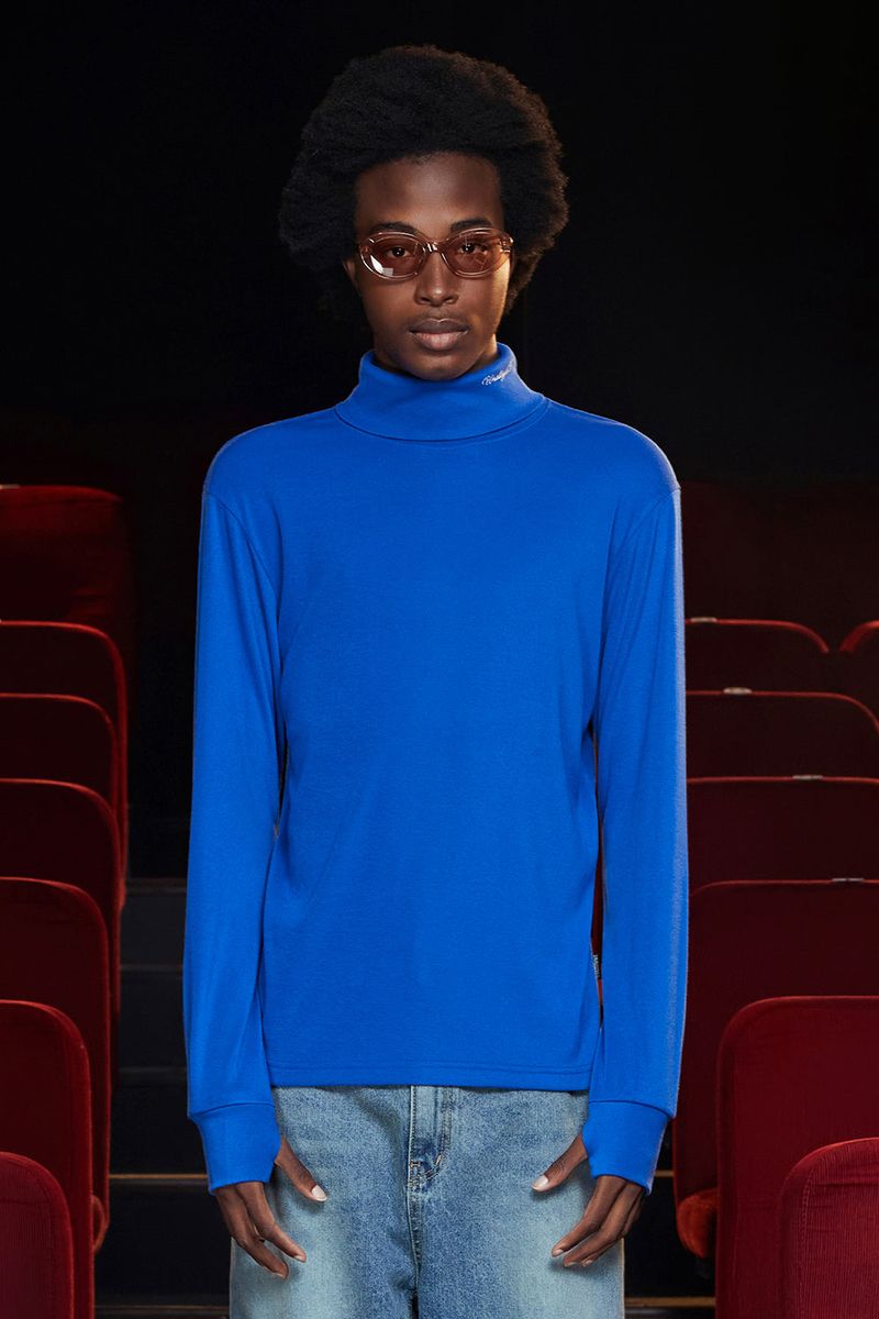UNALLOYED(アナロイド)の「TURTLENECK KNIT T SHIRT / BLUE(Tops)」