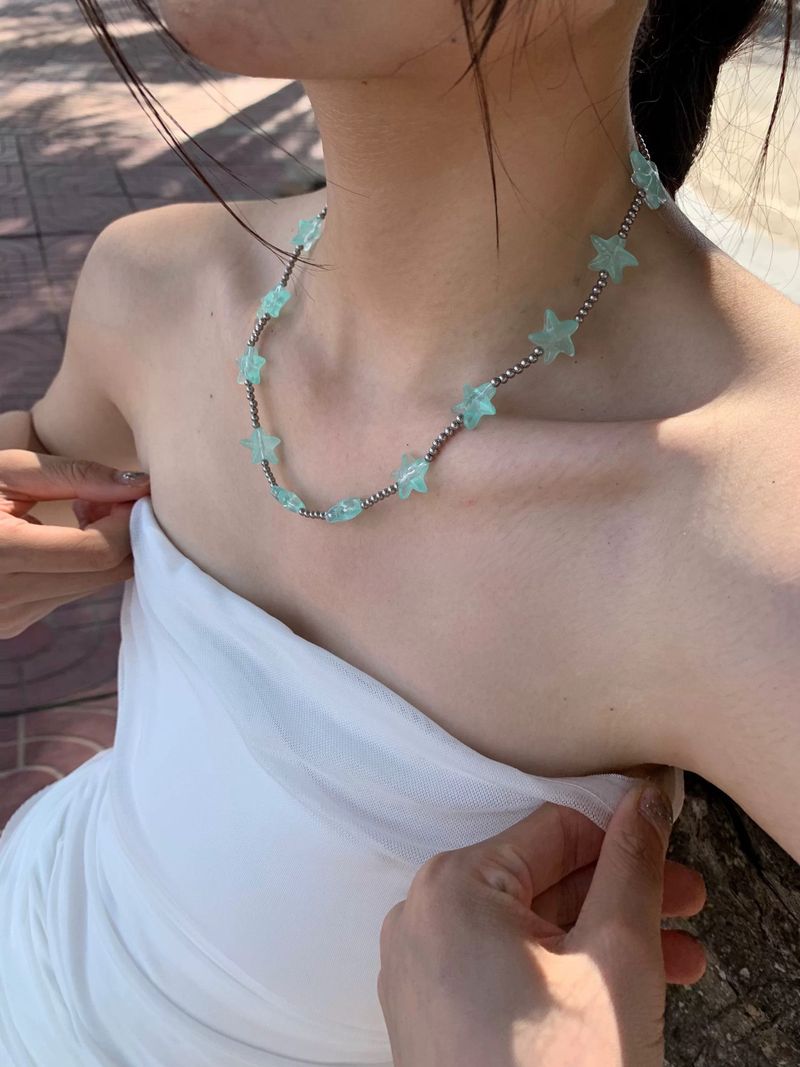 Summer mint star necklace