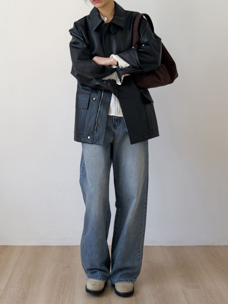 306 Brushed Wide Denim Pants