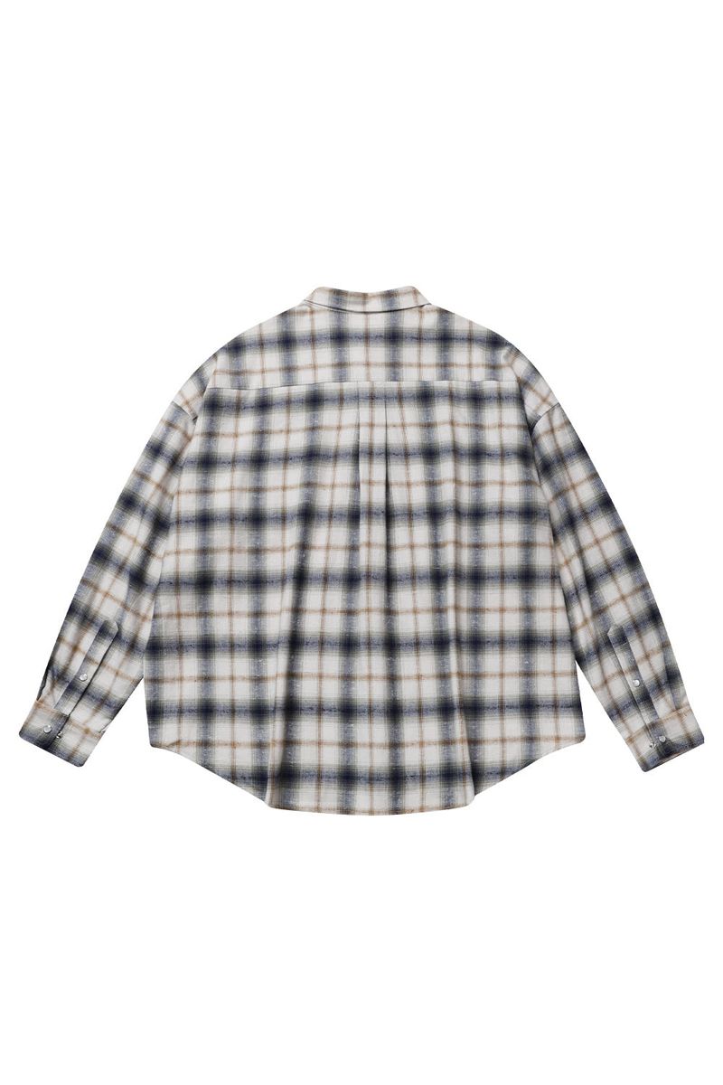 ROUNDED COLLAR CHECK SHIRT_IVORY