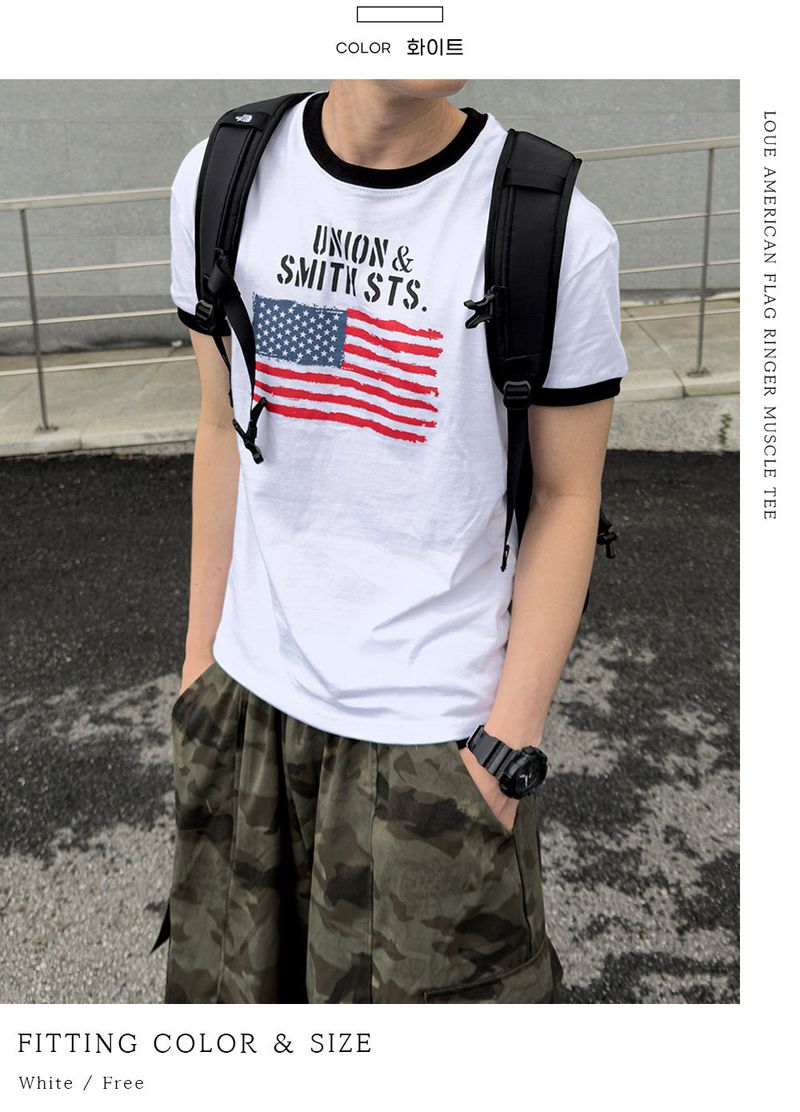 Loue American Flag Ringer Muscle Tee