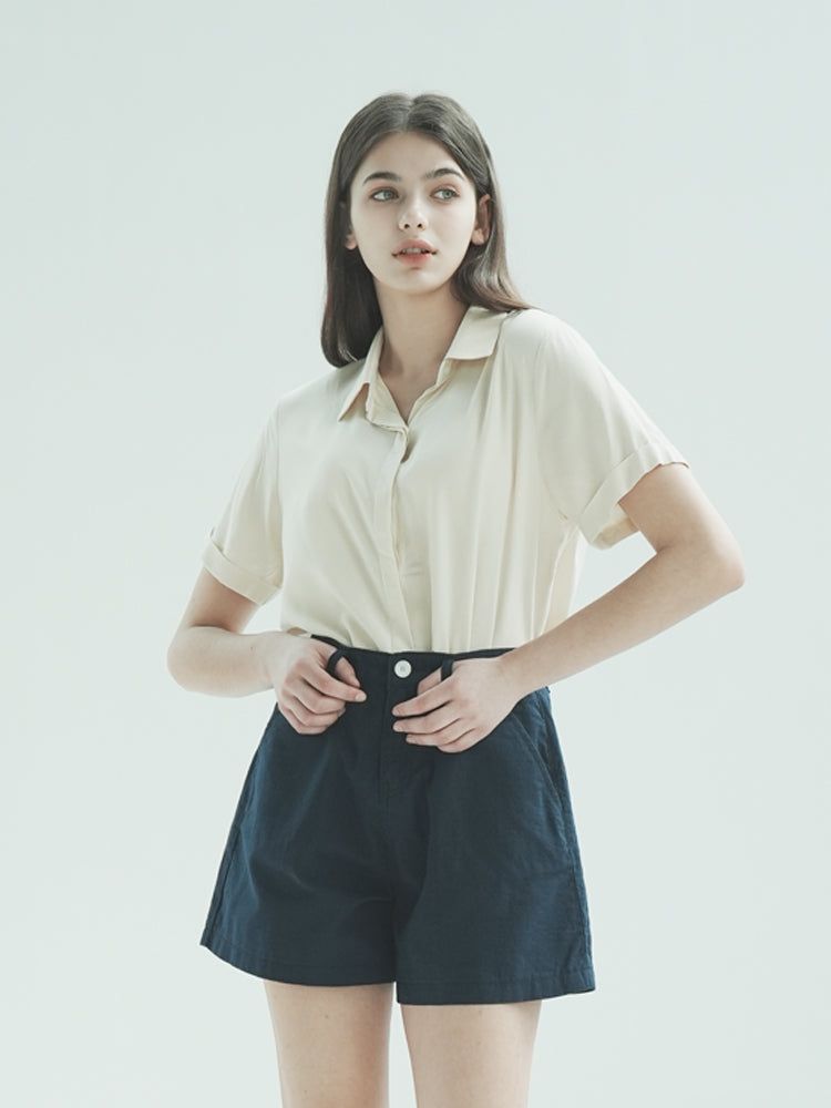W1013 LINEN SHORT_NAVY