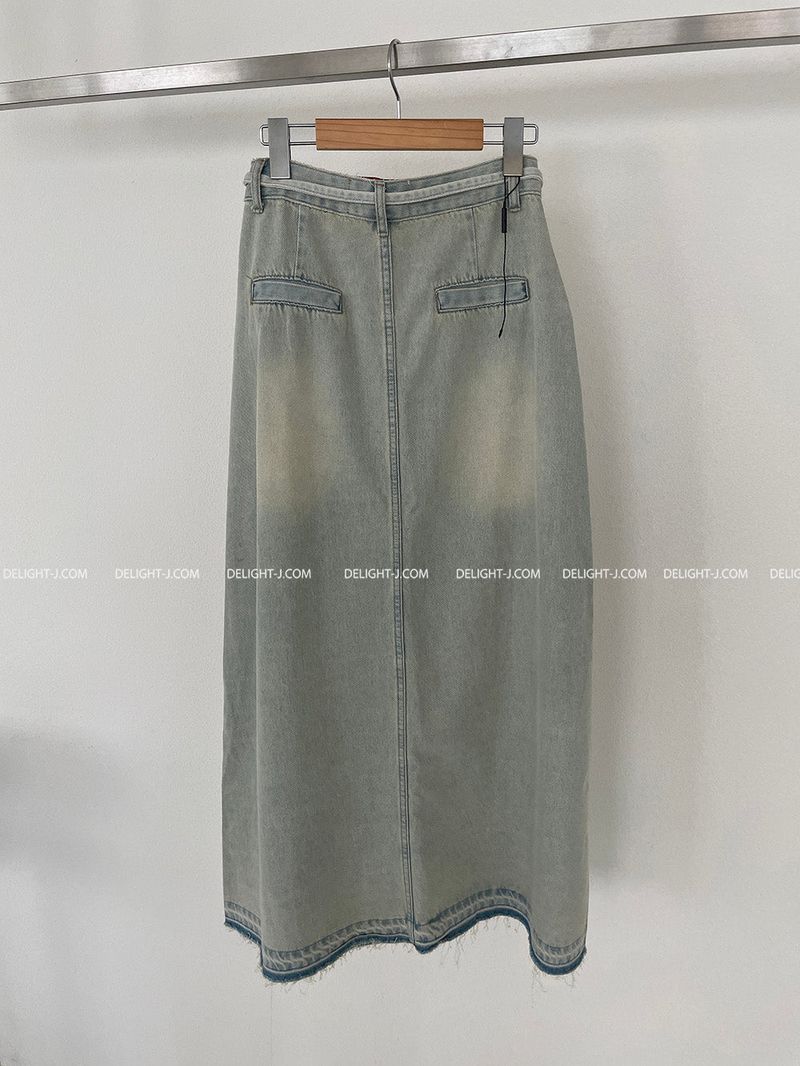 Strap belt Set Denim Long Skirt