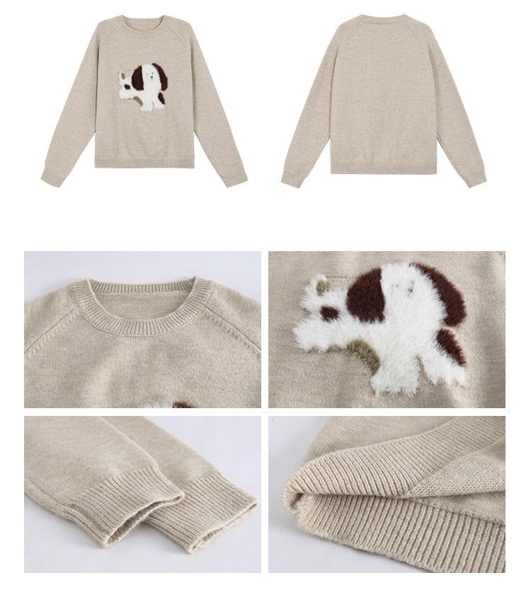brown flower wool fleece zip-up