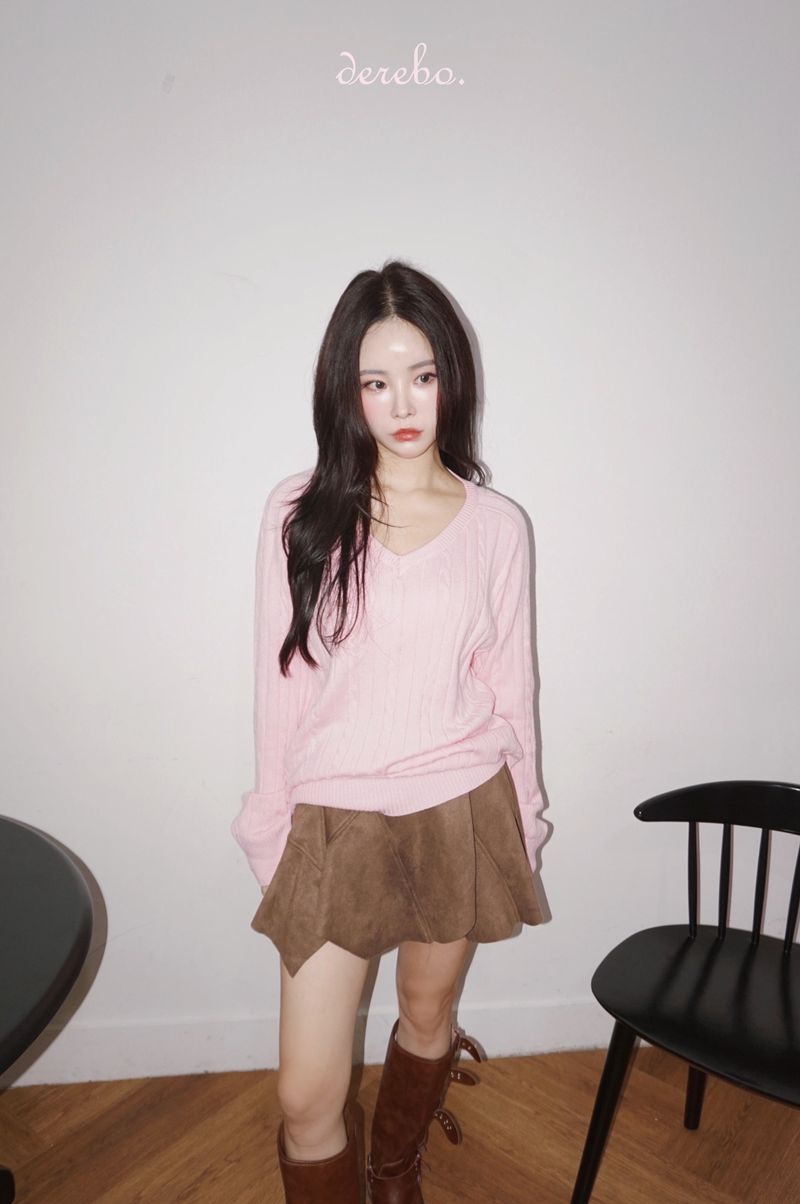 suede unbalanced brown mini skirt