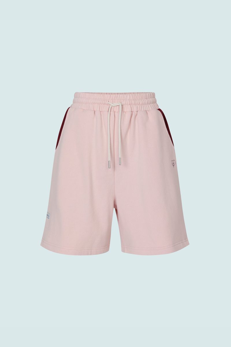 CONTRAST SLIT SHORT SWEATPANTS (PINK)