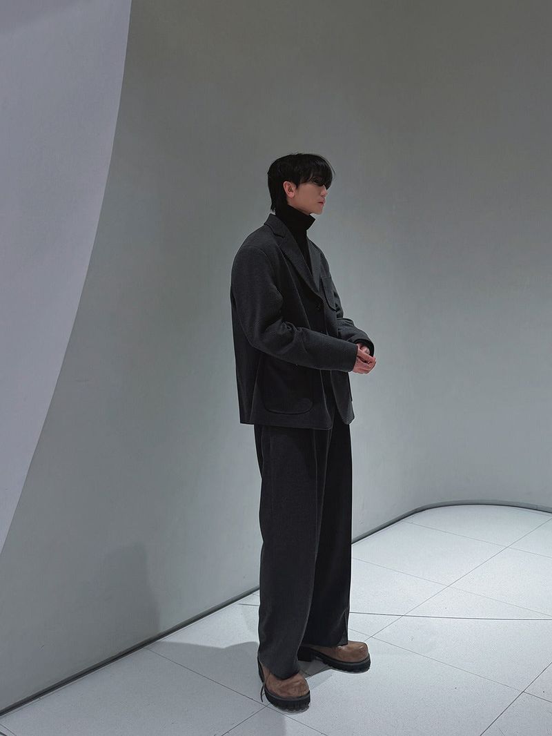 ASCLO Wool Herringbone Retro Jacket & Pants (Charcoal)