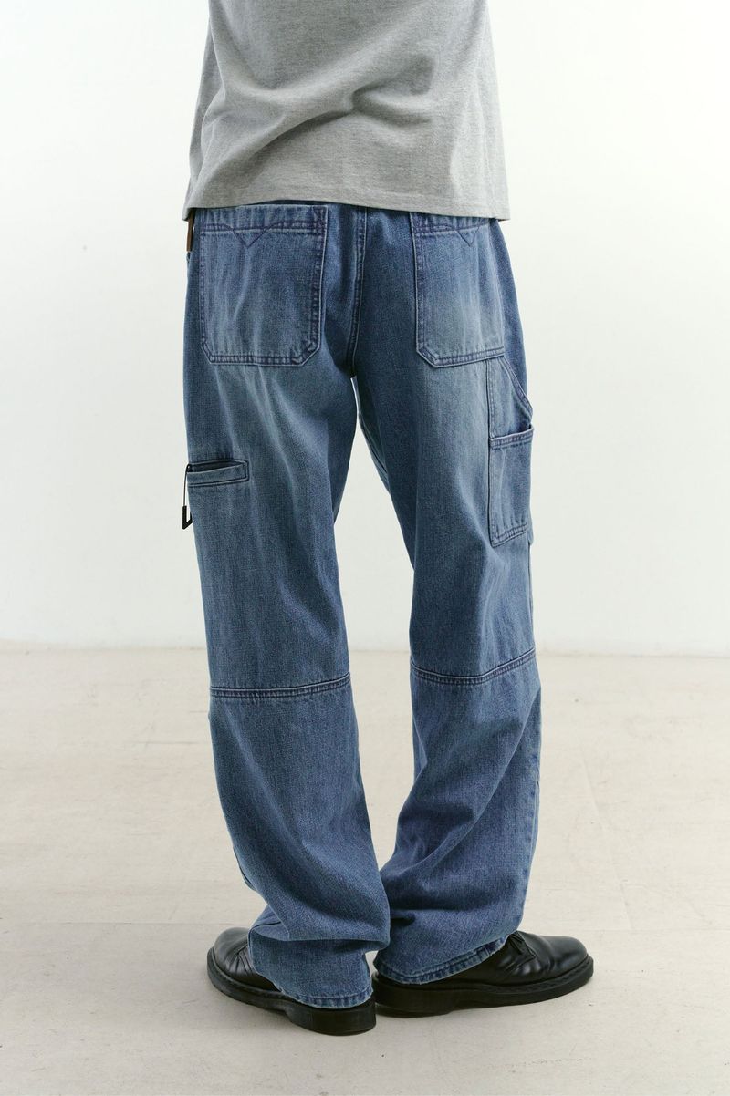 Incision Double Knee Carpenter Pants (Washed Blue)