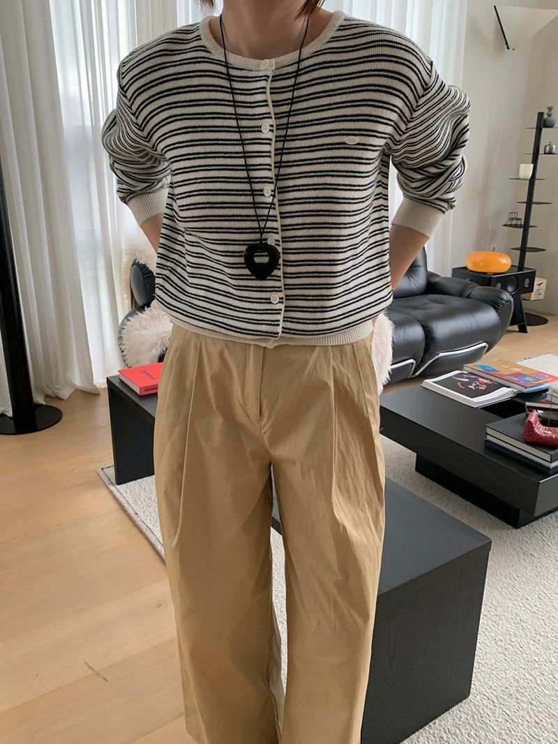 [MADE] [Planning] Slits Stripe Round Cardigan