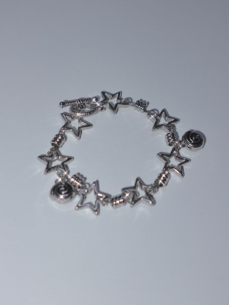 All stainless steel orbit star bracelet