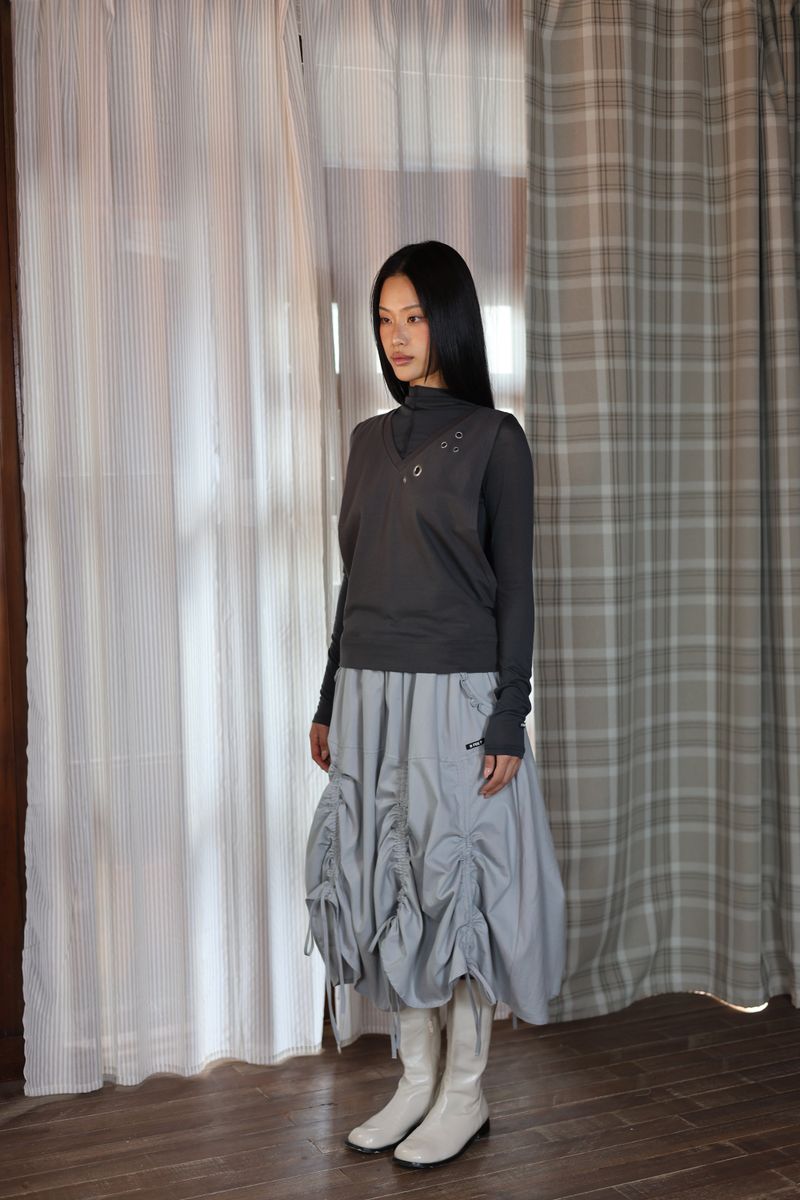  drawn ruffle skirt_grey