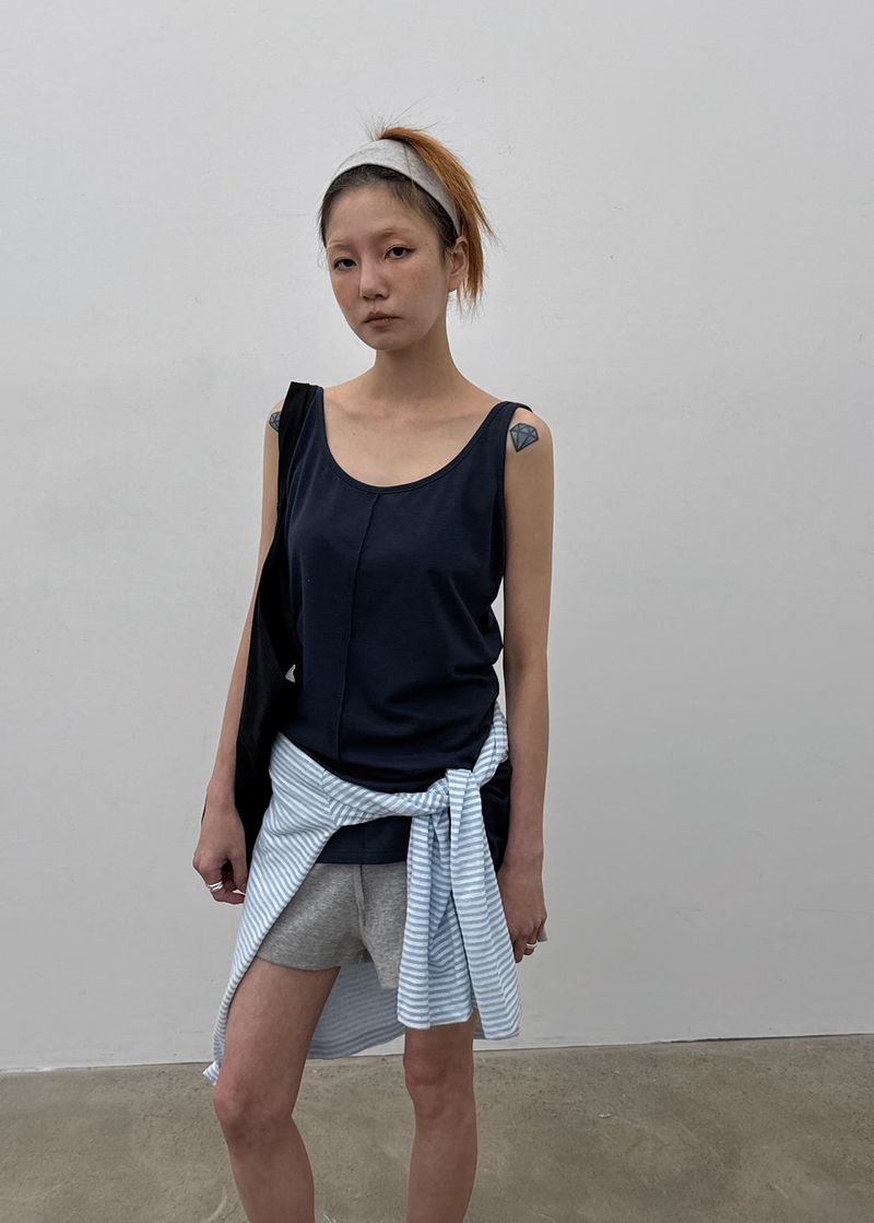 [MADE] Neko Pintuck Long Sleeveless Top