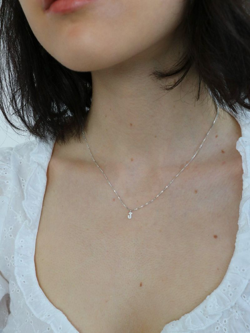 Initial stone necklace / silver