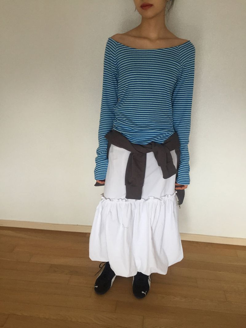pumpkin nylon long skirt
