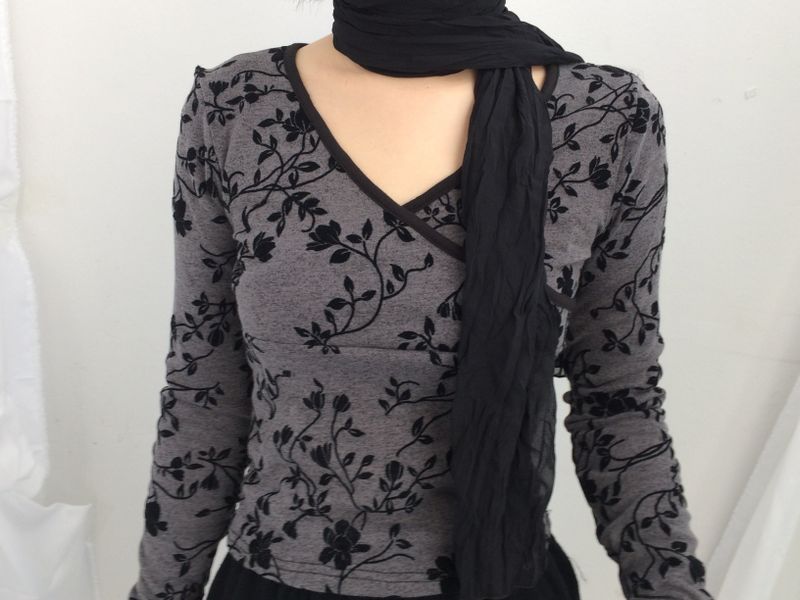 Floral cross-neck top