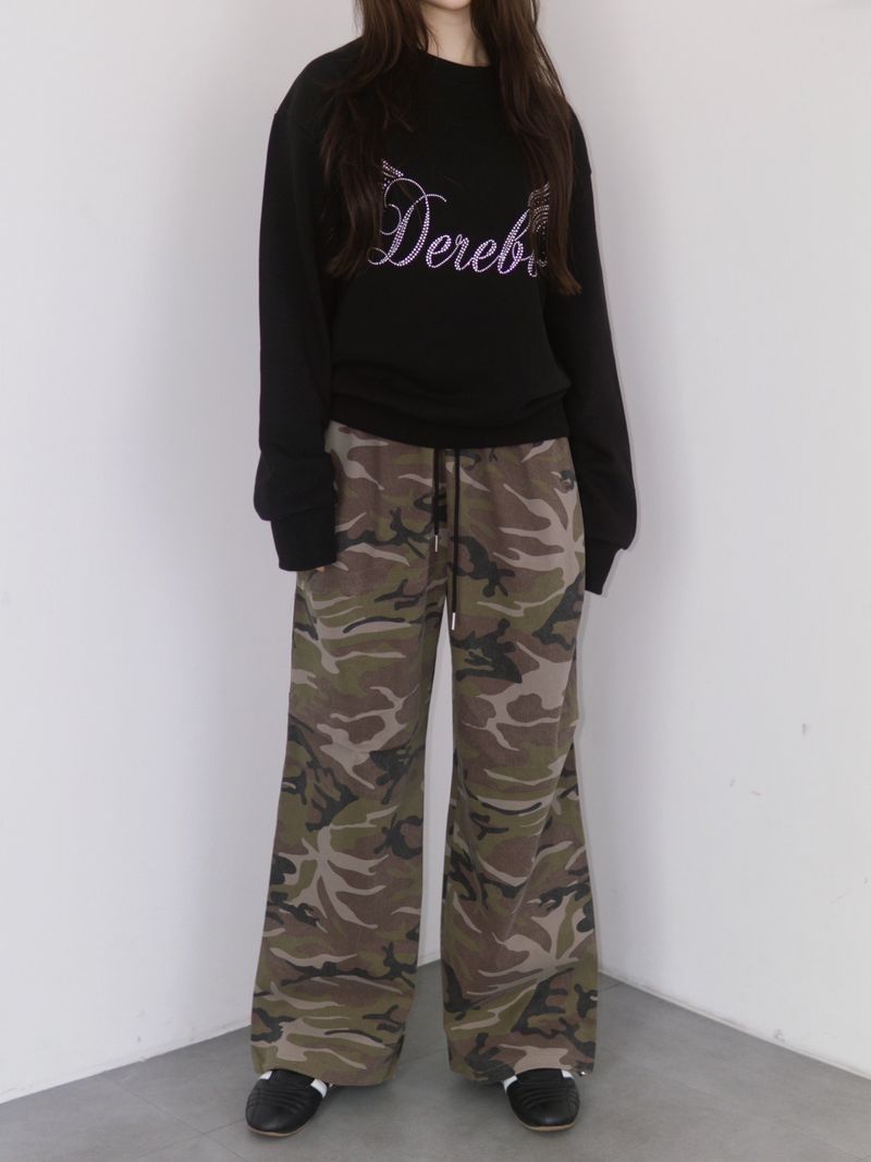 camo casual banding straight pants