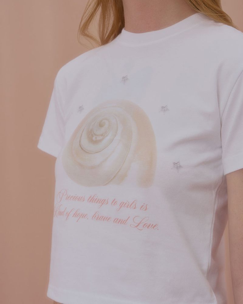 CHARMING SHELL CROP TSHIRT-WHITE