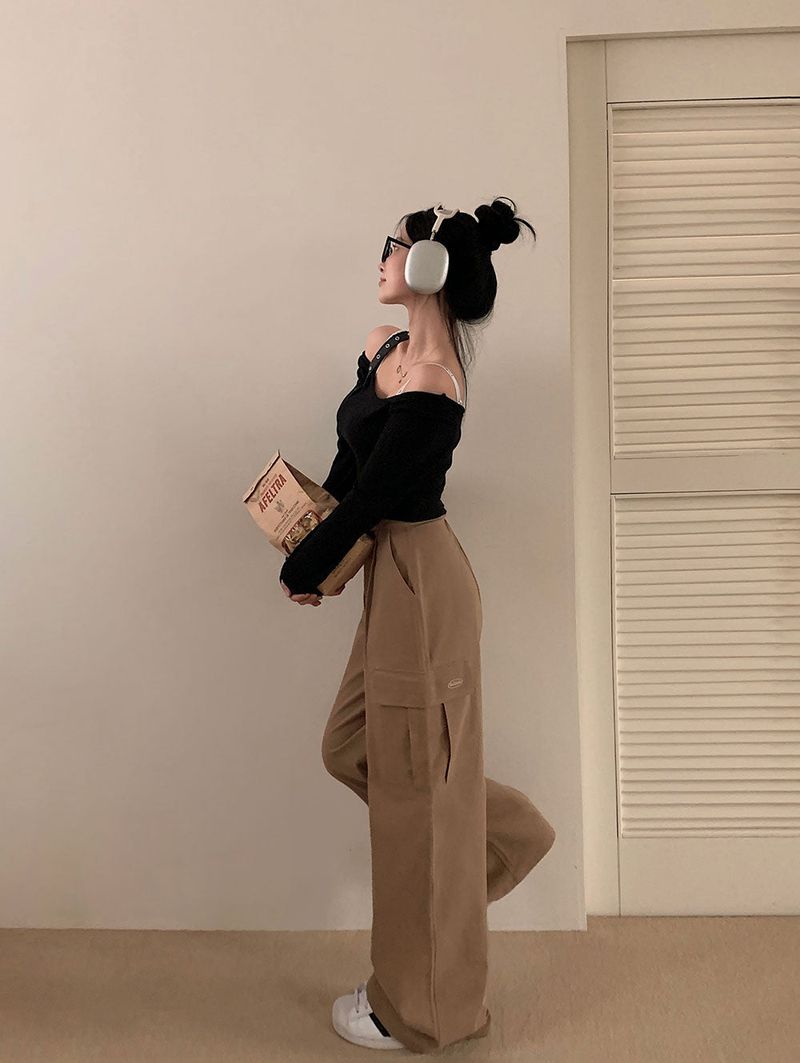 [BELLIDE MADE] suede pocket wide cargo pants