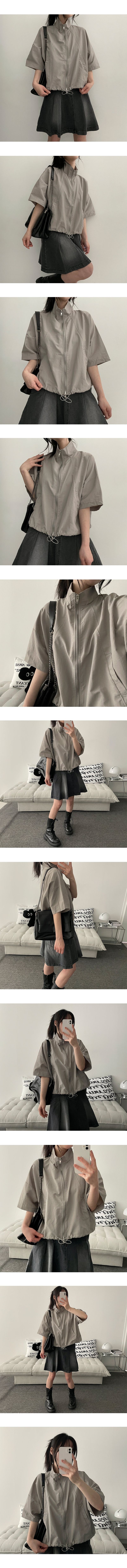 Peter Nylon Slit Short-Sleeved Zip-Up